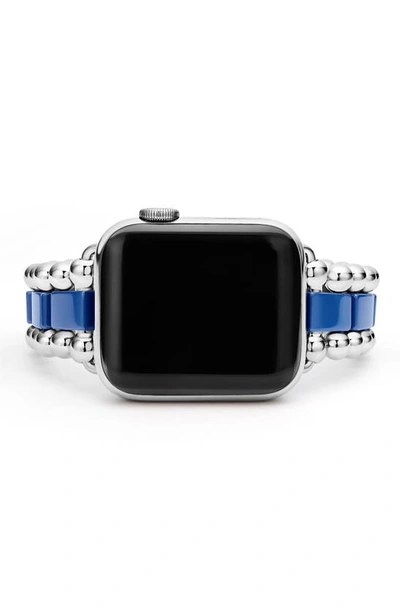 Shop Lagos Smart Caviar Ceramic & Sterling Silver Apple Watch® Watchband In Ultramarine