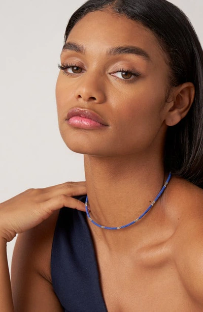 Shop Lagos Blue Caviar Beaded Necklace In Ultramarine