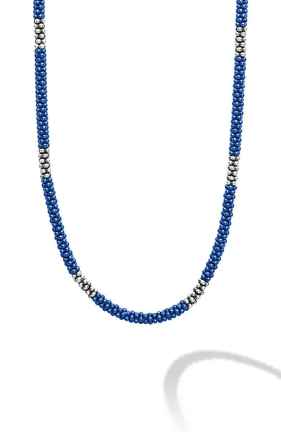 Shop Lagos Blue Caviar Beaded Necklace In Ultramarine