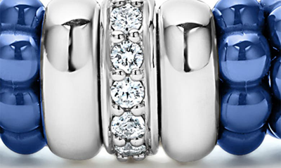 Lagos 18k Yellow Gold & Sterling Silver Diamond Rondelle & Ultramarine Ceramic Caviar Bead Statement Brace In Ultramarine