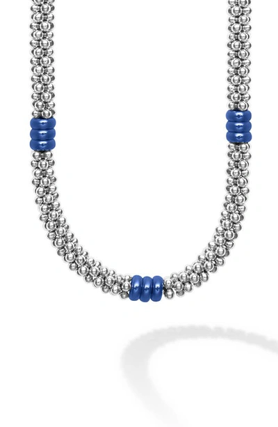 Shop Lagos Blue Caviar Ceramic Collar Necklace In Ultramarine
