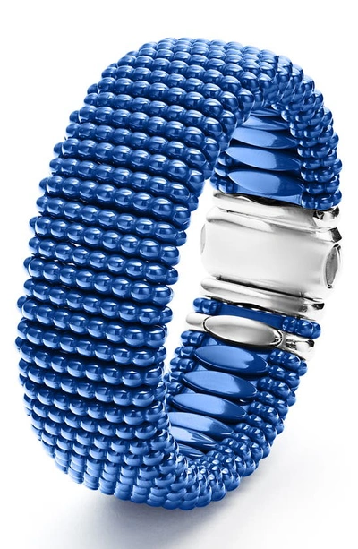 Shop Lagos Wide Blue Ceramic Caviar Bracelet In Ultramarine