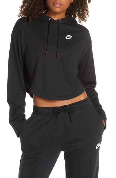 Nike Sportswear Cropped Hoodie In Black/ Black/ White | ModeSens