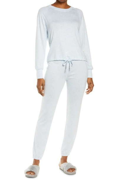 Shop Ugg Gable Brushed Drawstring Pullover & Joggers Lounge Set In Sky Heather