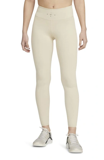 Nike One Luxe Dri-fit Rib Leggings In Sand Drift
