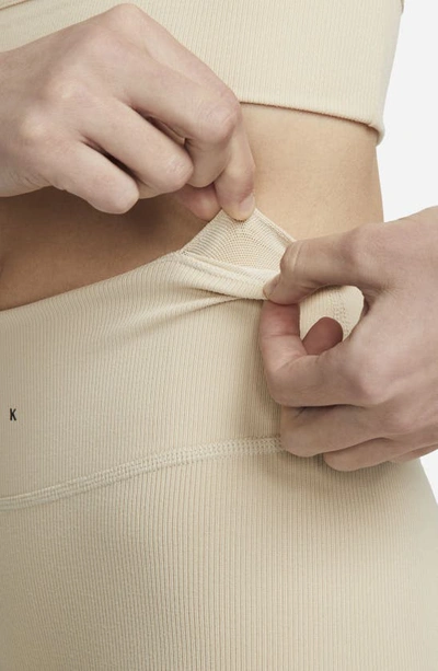 Nike One Luxe Dri-fit Rib Leggings In Sand Drift
