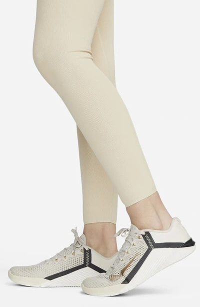 Nike One Luxe Dri-fit Rib Leggings In Sand Drift