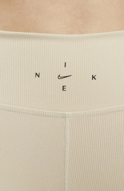 Nike One Luxe Dri-fit Rib Leggings In Sand Drift