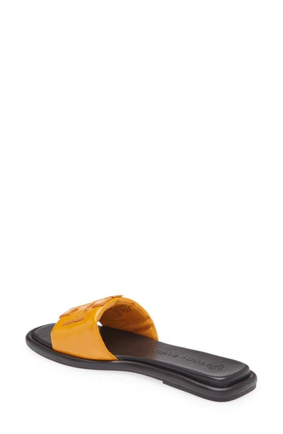 Shop Tory Burch Double-t Leather Sport Slide Sandal In Orange Citrine/ John Coco
