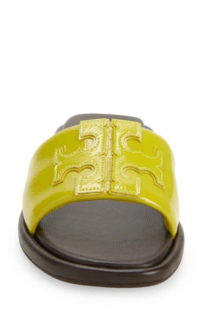 Shop Tory Burch Double T Sport Slide Sandal In Lime/ Lime/ Lime/ John Coco