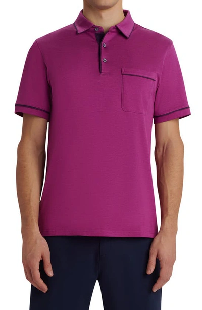 Shop Bugatchi Pima Cotton Short Sleeve Polo Shirt In Iris