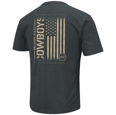 Shop Colosseum Heathered Black Oklahoma State Cowboys Oht Military Appreciation Flag 2.0 T-shirt In Heather Black