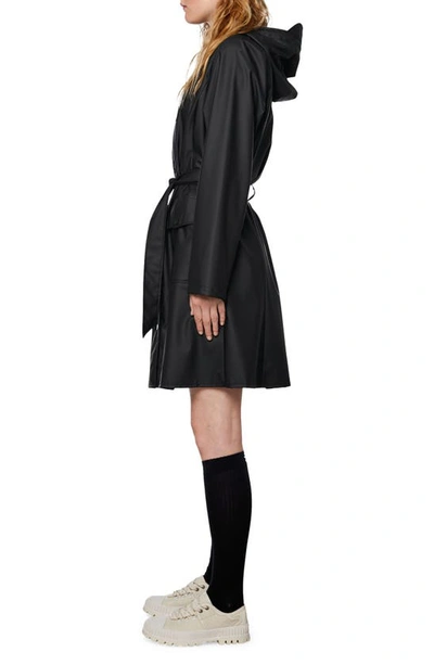 Shop Rains Curve Waterproof Belted Jacket In Black