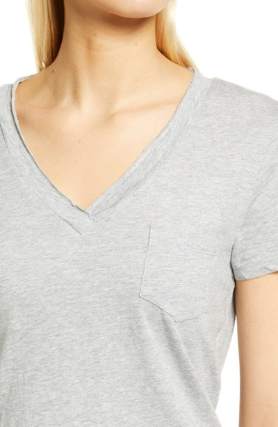Shop Caslon V-neck Short Sleeve Pocket T-shirt In Grey Heather