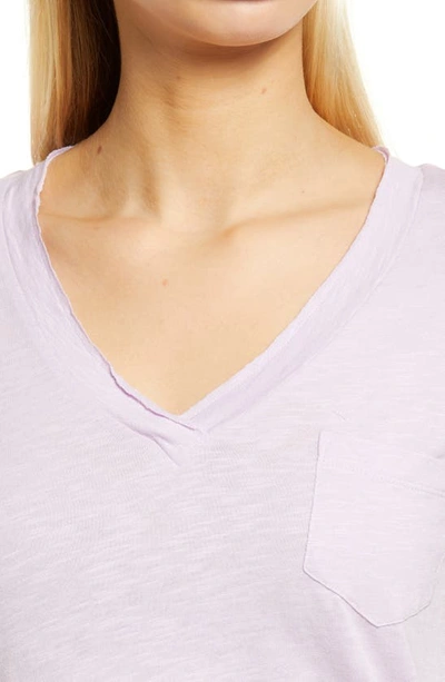 Shop Caslon Short Sleeve V-neck T-shirt In Purple Bloom
