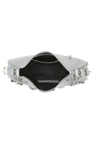 Shop Balenciaga Le Cagole Small Metallic Croc Embossed Leather Shoulder Bag In  Grey