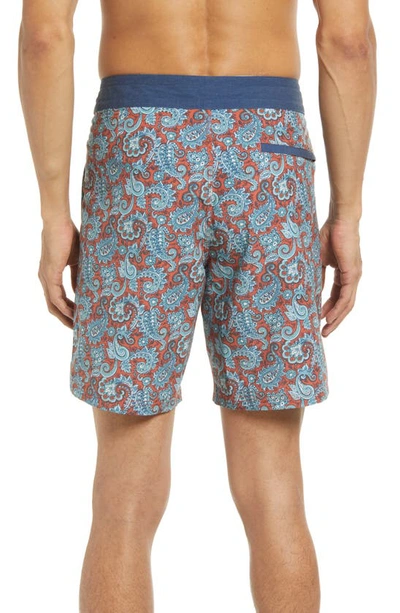 Shop Fair Harbor The Nautilus Floral Print Board Shorts In Red Paisley