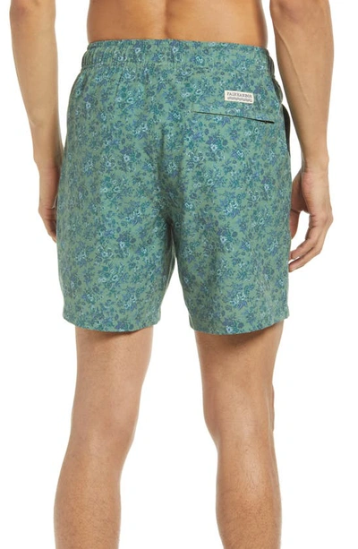 Fair Harbor The Bayberry Swim Trunks In Green Mini Floral