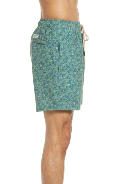 Fair Harbor The Bayberry Swim Trunks In Green Mini Floral
