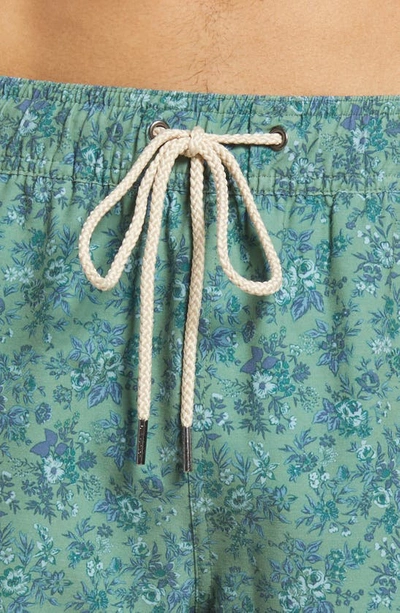 Fair Harbor The Bayberry Swim Trunks In Green Mini Floral