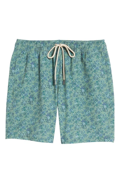 Fair Harbor The Bayberry Swim Trunks In Green Mini Floral
