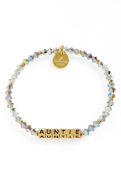 Shop Little Words Project Auntie Beaded Stretch Bracelet In Twinkle/ Gold