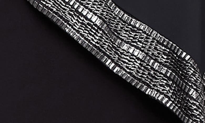 Shop Sl Fashions Foil Trim Asymmetrical Popover Capelet Sheath Dress In Black Silver
