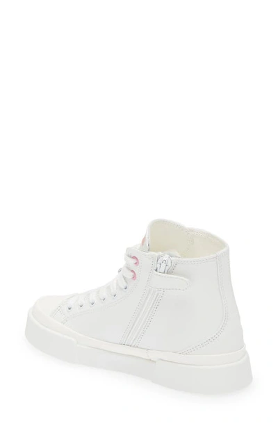 Shop Dolce & Gabbana Dg Logo High Top Sneaker In White/ Pink
