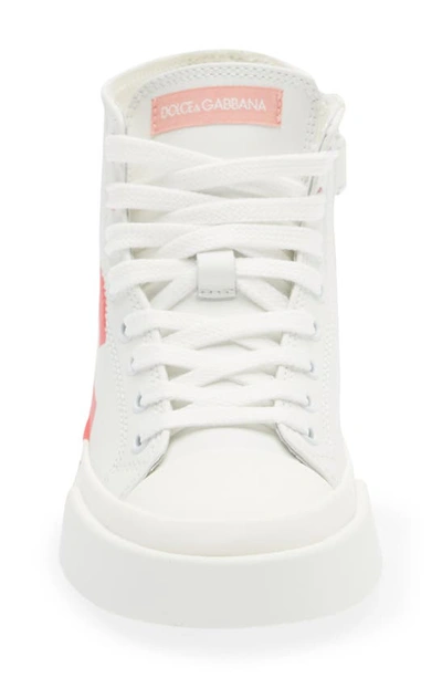 Shop Dolce & Gabbana Dg Logo High Top Sneaker In White/ Pink