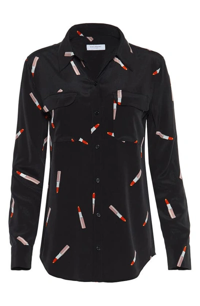 Shop Equipment Signature Silk Button-up Shirt In True Black Multi