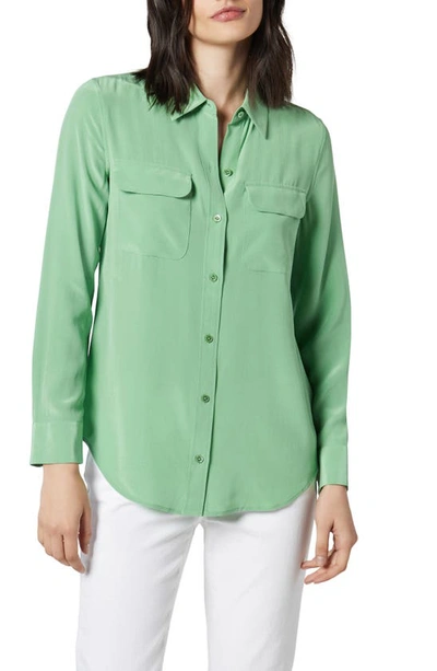Equipment Signature Silk Button-up Shirt In Pprmnt