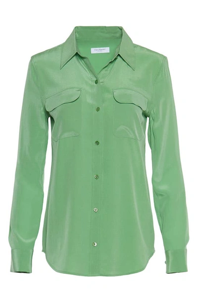 Equipment Signature Silk Button-up Shirt In Pprmnt