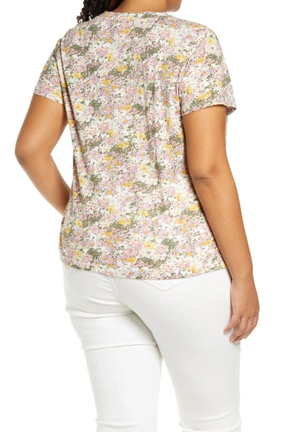 Shop Caslon Short Sleeve V-neck T-shirt In Ivory- Pink Ditsy Meadow