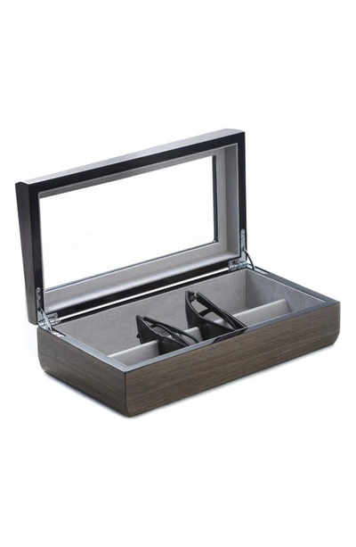 Bey-berk Gray Lacquered Wood Glasses Storage Case In Grey