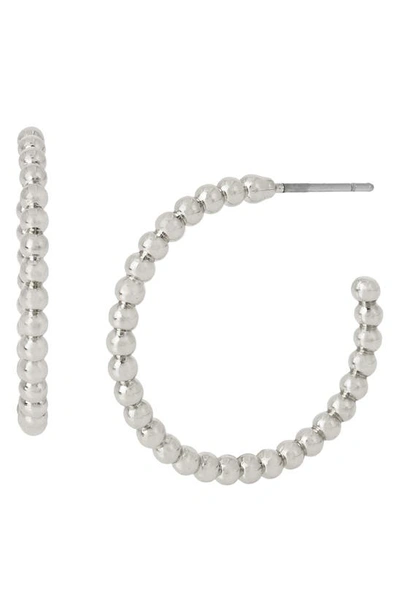 Shop Allsaints Medium Ball Chain Hoop Earrings In Rhodium