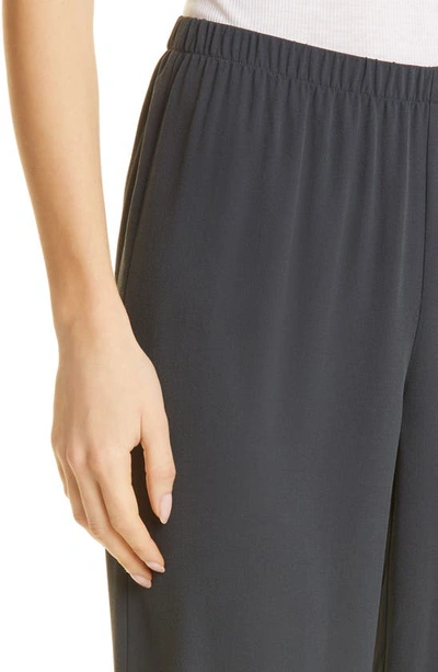 Shop Eileen Fisher Silk Georgette Crepe Ankle Straight Leg Pants In Graphite