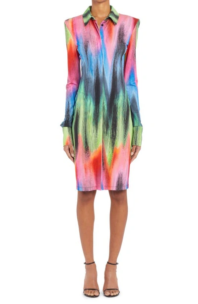 ATTICO ELTON SPECTRUM PRINT JERSEY SHIRTDRESS 