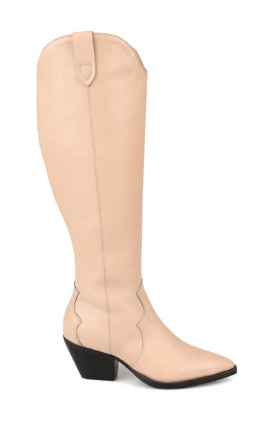 Shop Journee Signature Pryse Leather Western Boot In Nude
