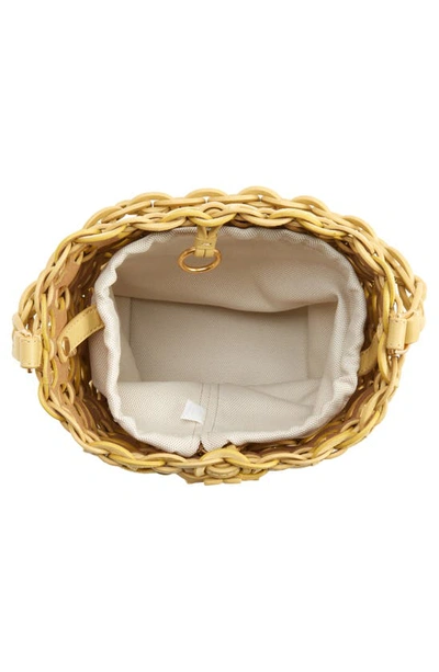 Tory Burch Mcgraw Small Woven Leather Bucket Bag In Beeswax