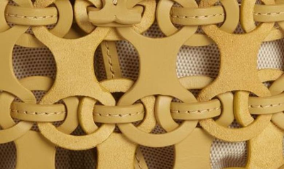 Tory Burch Mcgraw Small Woven Leather Bucket Bag In Beeswax