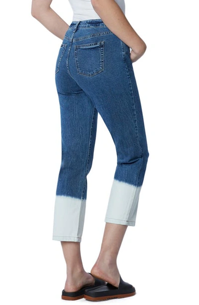 Shop Hint Of Blu High Waist Relaxed Crop Straight Leg Jeans In Dipped Blue Dark