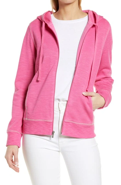 Shop Tommy Bahama Tobago Bay Cotton Blend Zip-up Hoodie In Pink Ruffle