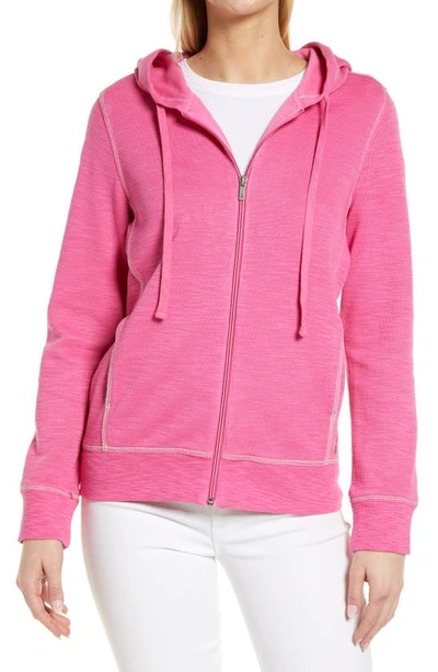 Shop Tommy Bahama Tobago Bay Cotton Blend Zip-up Hoodie In Pink Ruffle