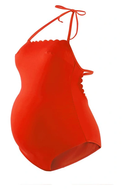 Cache Coeur Kyoto One-piece Maternity Swimsuit In Orange