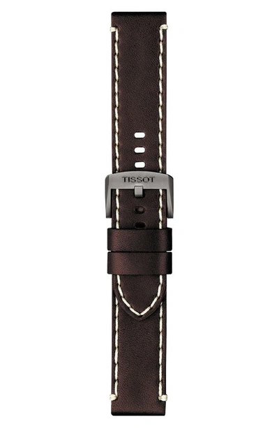 Shop Tissot Chrono Xl Leather Strap Chronograph Watch, 45mm In Brown/ Blue/ Black
