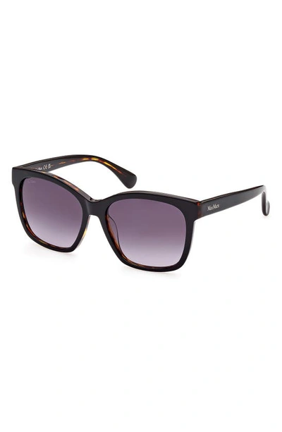 Shop Max Mara 56mm Gradient Square Sunglasses In Shiny Bilayer Black Havana