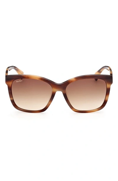 Shop Max Mara 56mm Gradient Square Sunglasses In Shiny Striped Brown / Brown