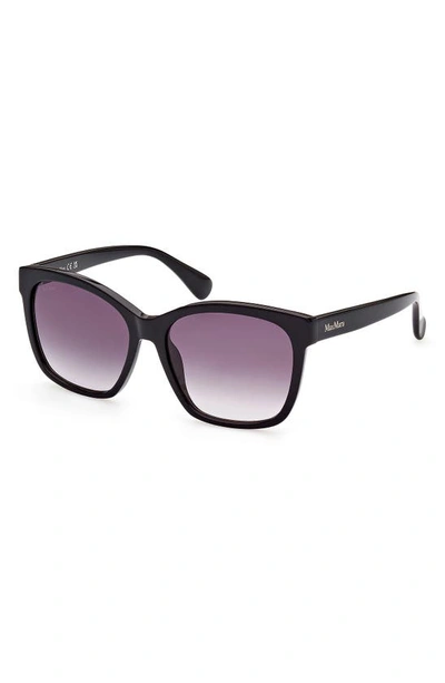 Shop Max Mara 56mm Gradient Square Sunglasses In Shiny Black / Gradient Smoke