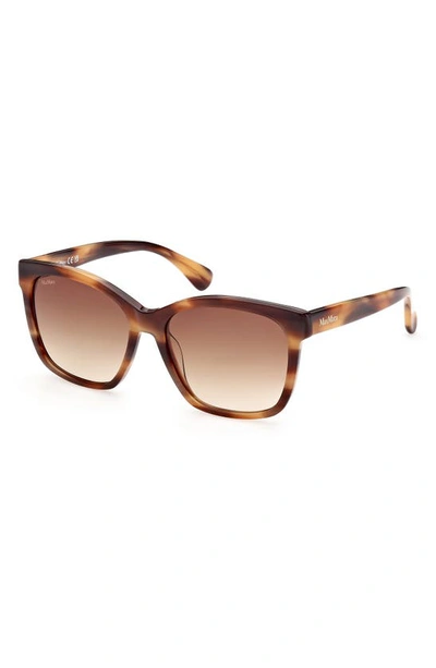 Shop Max Mara 56mm Gradient Square Sunglasses In Shiny Striped Brown / Brown