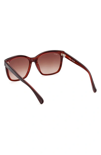 Shop Max Mara 56mm Gradient Square Sunglasses In Shiny Bilayer Red Horn Opal